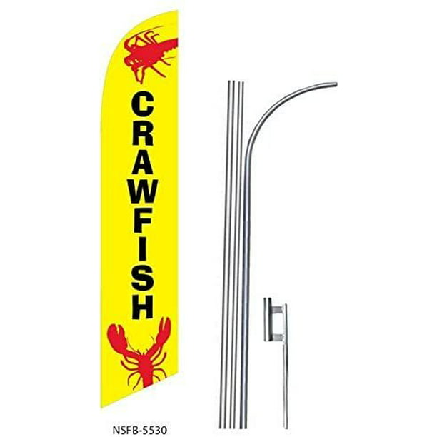 Pack of 2 Hair Salon King Windless Swooper Flag Sign Kit With Pole and Ground Spike 